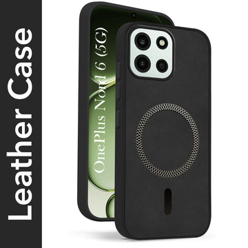 For OnePlus Nord 6 Back Cover Case Leather Finish (MagSafe Compatible Wireless Charging | Soft Touch | Camera Bump Protection)