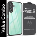 For Samsung Galaxy F15 5G Combo with Back Cover and 9H Tempered Glass (Lifetime Anti-Yellow | Crystal Clear Shockproof | Oleophobic Coating Screen Glass)