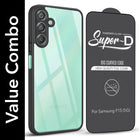 For Samsung Galaxy F15 5G Combo with Back Cover and 9H Tempered Glass (Lifetime Anti-Yellow | Crystal Clear Shockproof | Oleophobic Coating Screen Glass)