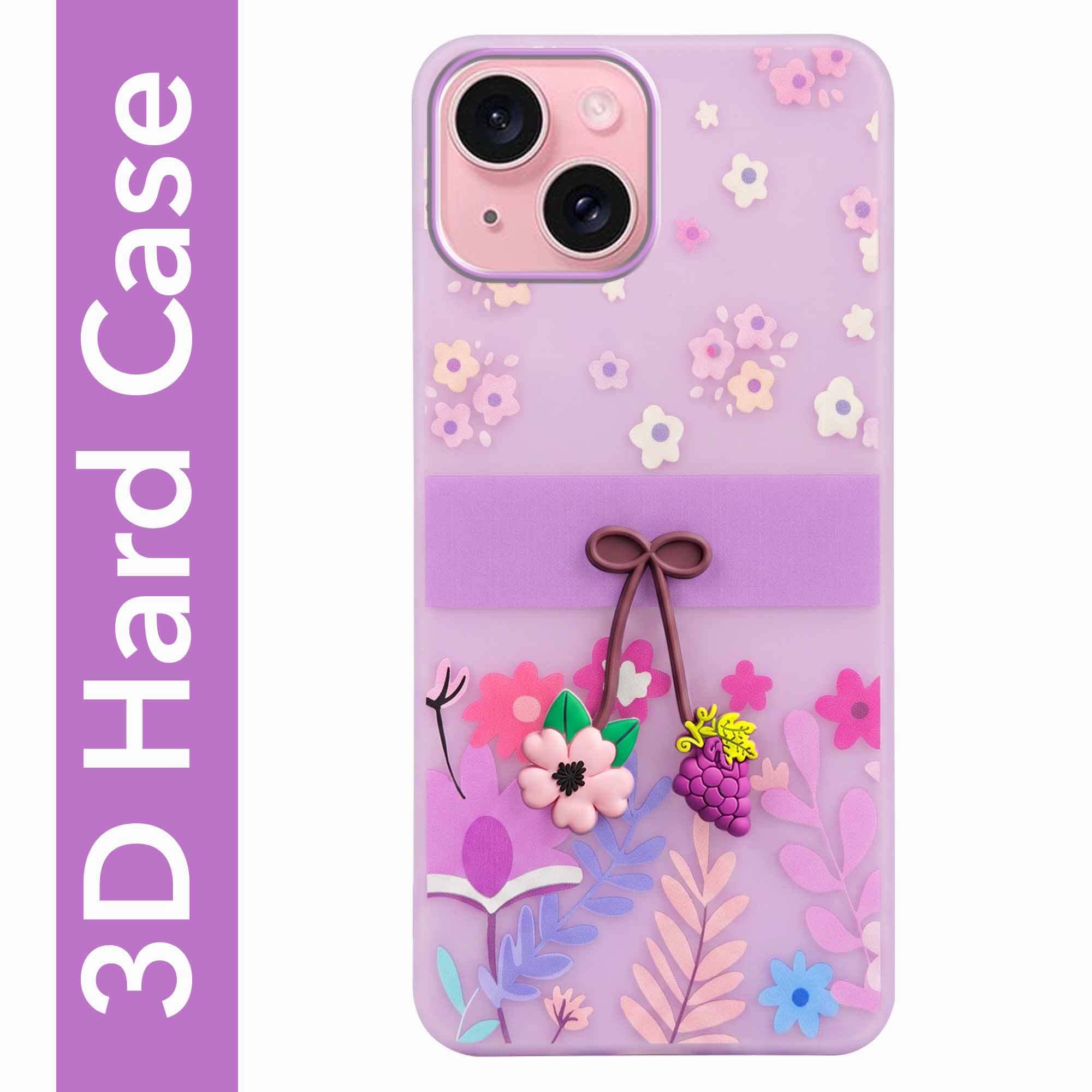 For Apple iPhone 15 Back Cover Case (3D Cute Cartoons | Hard Back Side Soft | Matte Premium Finish | HD Printing)