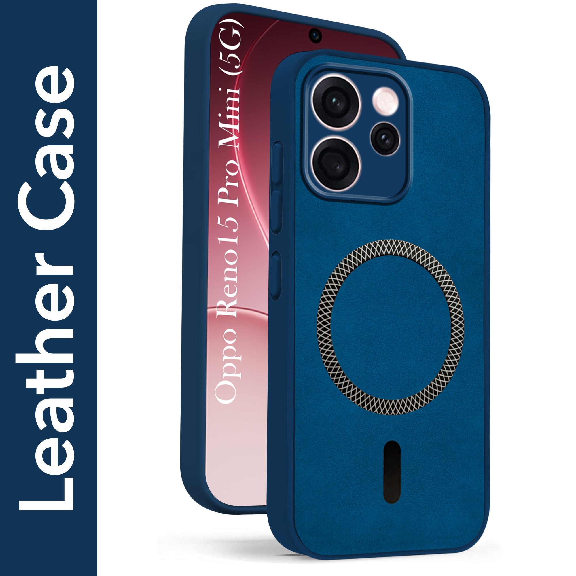 For Oppo Reno15 Pro Mini 5G | Oppo Reno 15 Pro Mini 5G Back Cover Case  Leather Finish  (MagSafe Compatible Wireless Charging | Soft Touch | Camera Bump Protection)