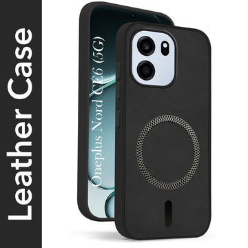 For Oneplus Nord CE 6 Back Cover Case Leather Finish (MagSafe Compatible Wireless Charging | Soft Touch | Camera Bump Protection)