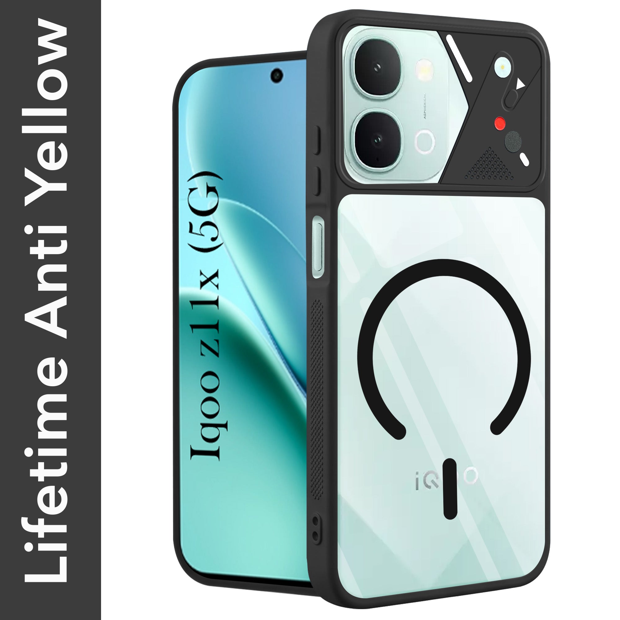 For Vivo iQOO Z11x 5G Back Cover Case Lifetime Anti-Yellow Clear (Camera Protection | Side Grip | Wireless MagSafe Compatible)