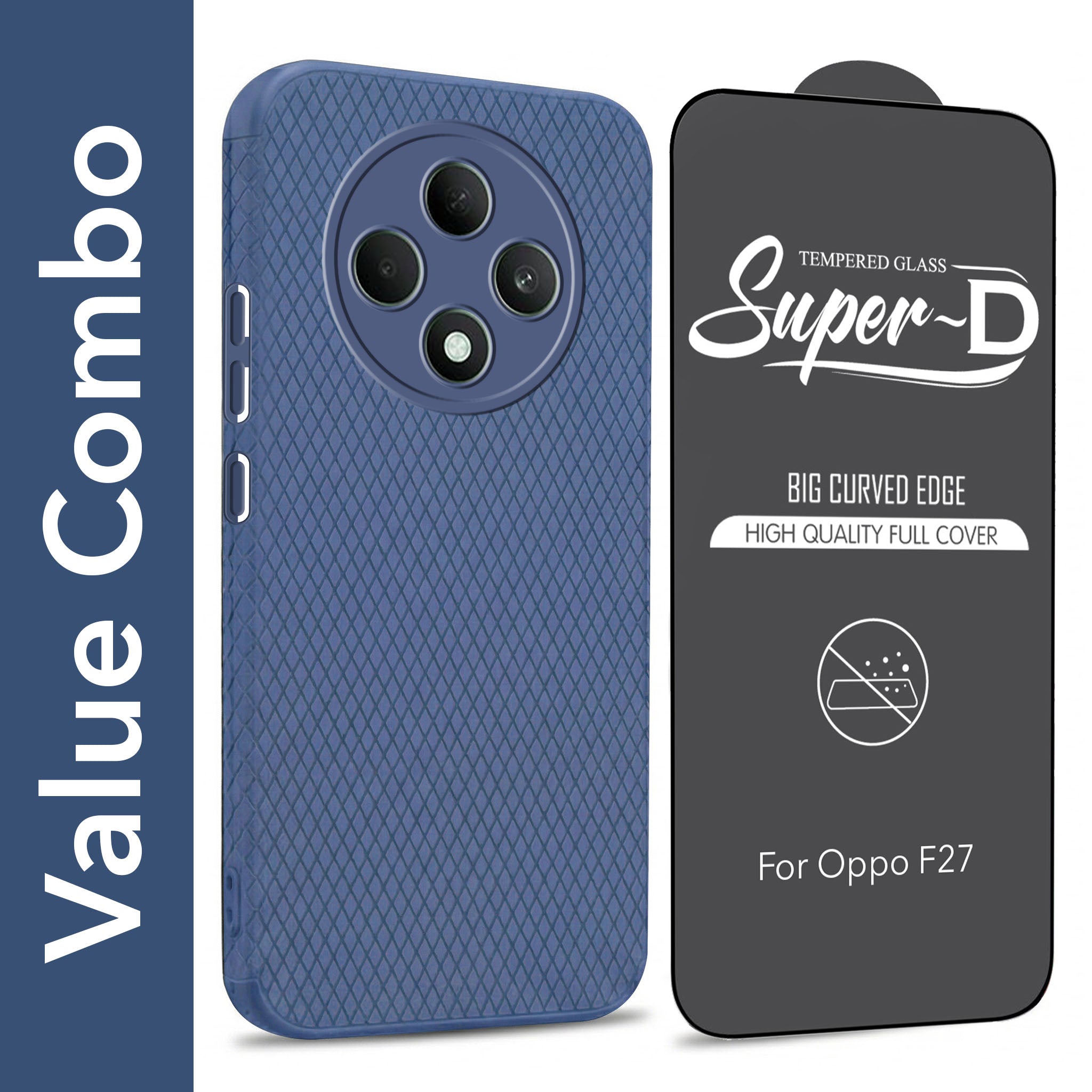 For Oppo F27 5G Combo with Back Cover and 9H Tempered Glass (Liquid Silicone | Camera Protection | Oleophobic Coating Screen Glass)