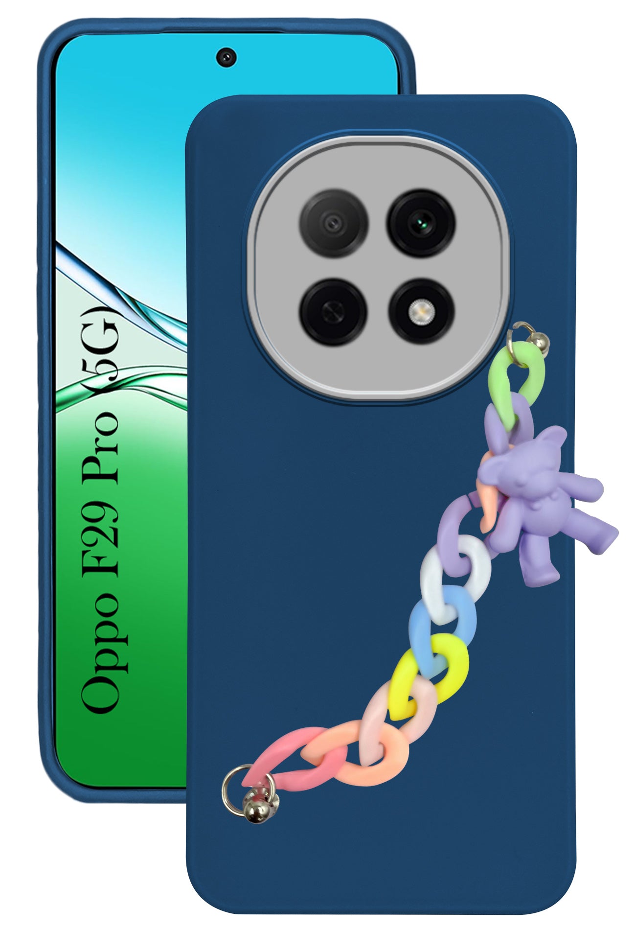 For Oppo F29 Pro Back Cover Case ( Wrist Hanging Chain | Teddy Bracelet Charms | Dual Color Matte Finish | Full Camera Protection | Sleek and