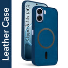 For Oppo K14x 5G Back Cover Case Leather Finish (MagSafe Compatible Wireless Charging | Soft Touch | Camera Bump Protection)