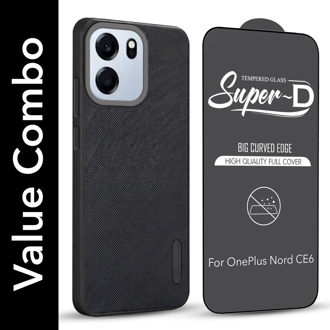 For Oneplus Nord CE 6 Combo (Textured Grip Design | Micro-Fiber Cloth Inside | Oleophobic Coating Screen Glass)