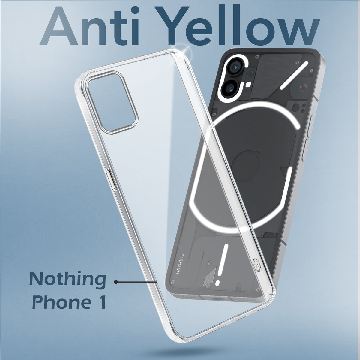 For Nothing Phone 1 Back Cover Case Lifetime Anti-Yellow Clear (Sleek Hard Crystal | Shockproof and Camera Protection)