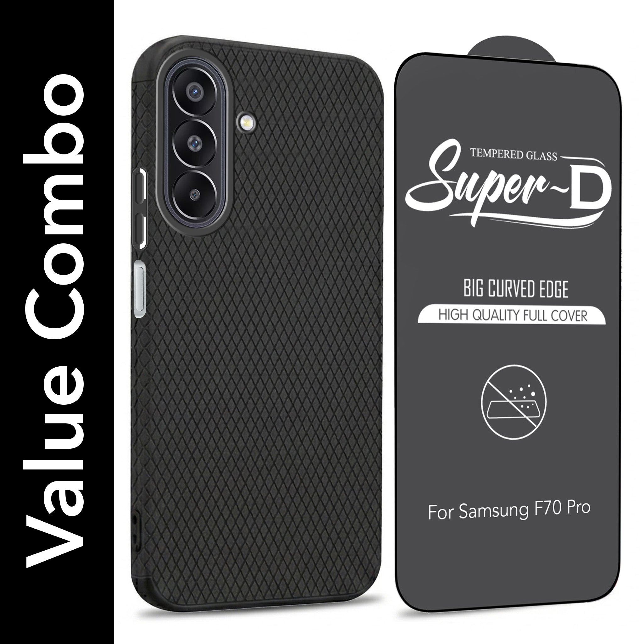 For Samsung Galaxy F70 Pro 5G Combo with Back Cover and 9H Tempered Glass (Liquid Silicone | Camera Protection | Oleophobic Coating Screen Glass)