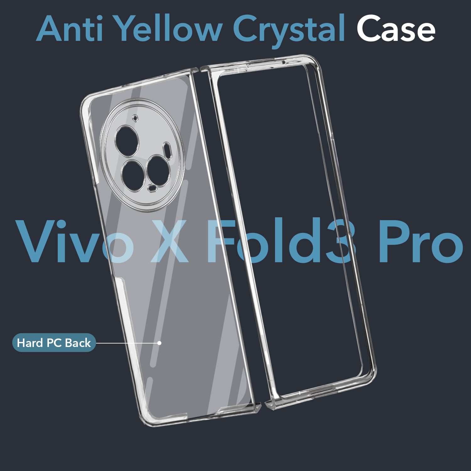 For Vivo X Fold3 Pro Back Cover Case (Hard Anti Yellow Clear Case | Sleek Hard Crystal Clear | Drop & Camera Protection | Shockproof Polycarbonate)