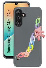 For Samsung Galaxy M36 | Samsung Galaxy F36 Back Cover Case ( Wrist Hanging Chain | Teddy Bracelet Charms | Dual Color Matte Finish | Full Camera Protection | Sleek and