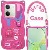 For Vivo Y300 Plus Back Case Cover Strap(3D embossed Figures | Strap Holder | 360* Soft Cushion with Camera Bump)