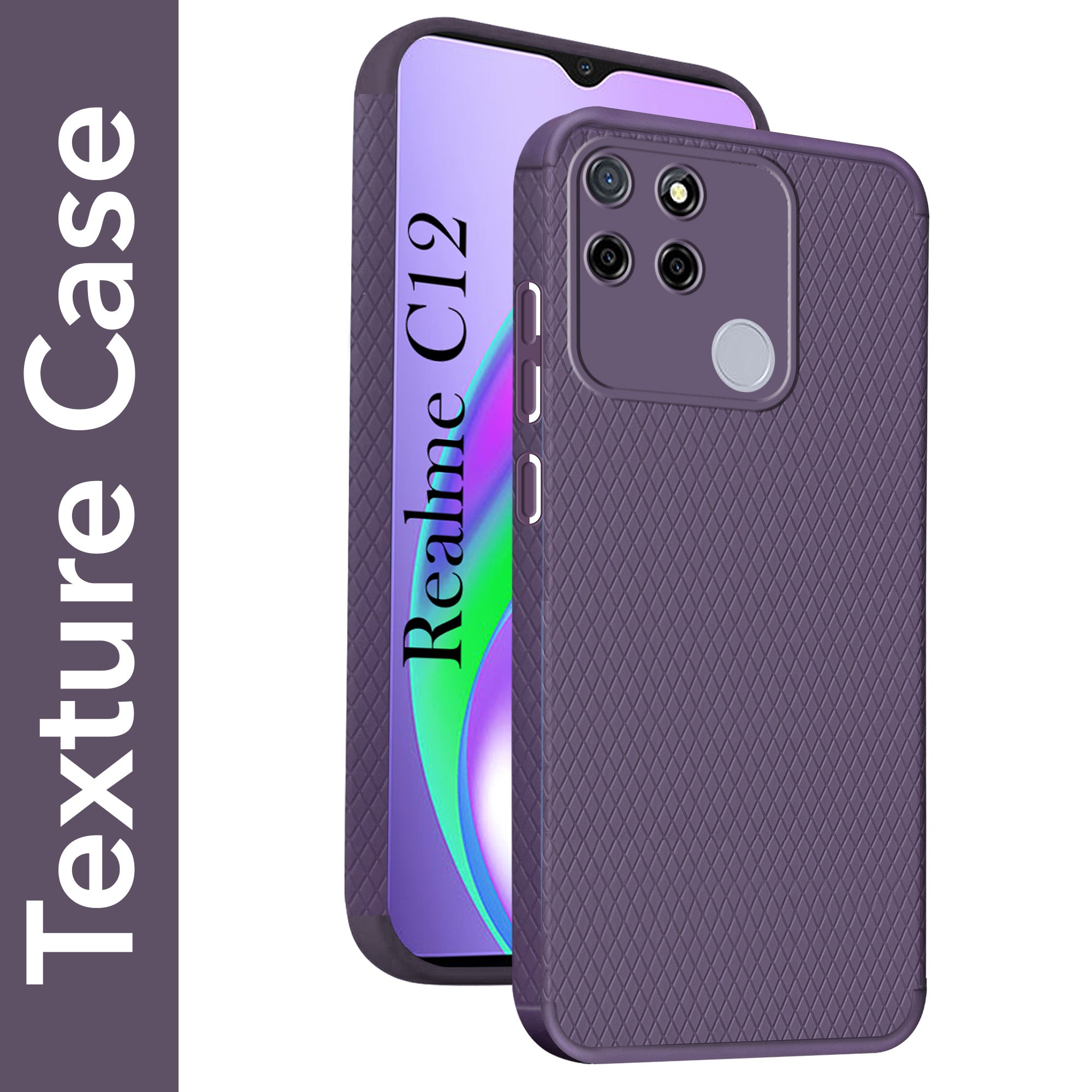 For Realme C12 Back Cover Case Liquid Silicone (Camera Protection | Side Grip Texture | Soft and Flexible)