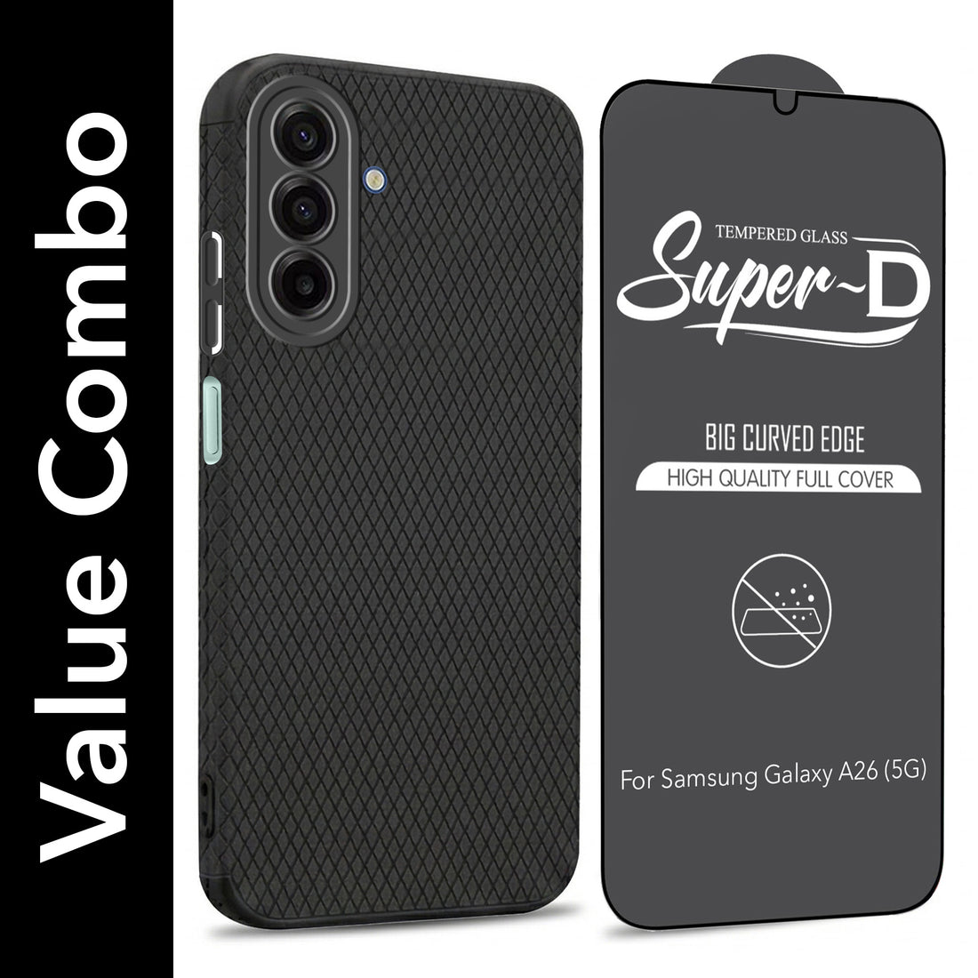 For Samsung Galaxy A26 5G Combo with Back Cover and 9H Tempered Glass (Liquid Silicone | Camera Protection | Oleophobic Coating Screen Glass)