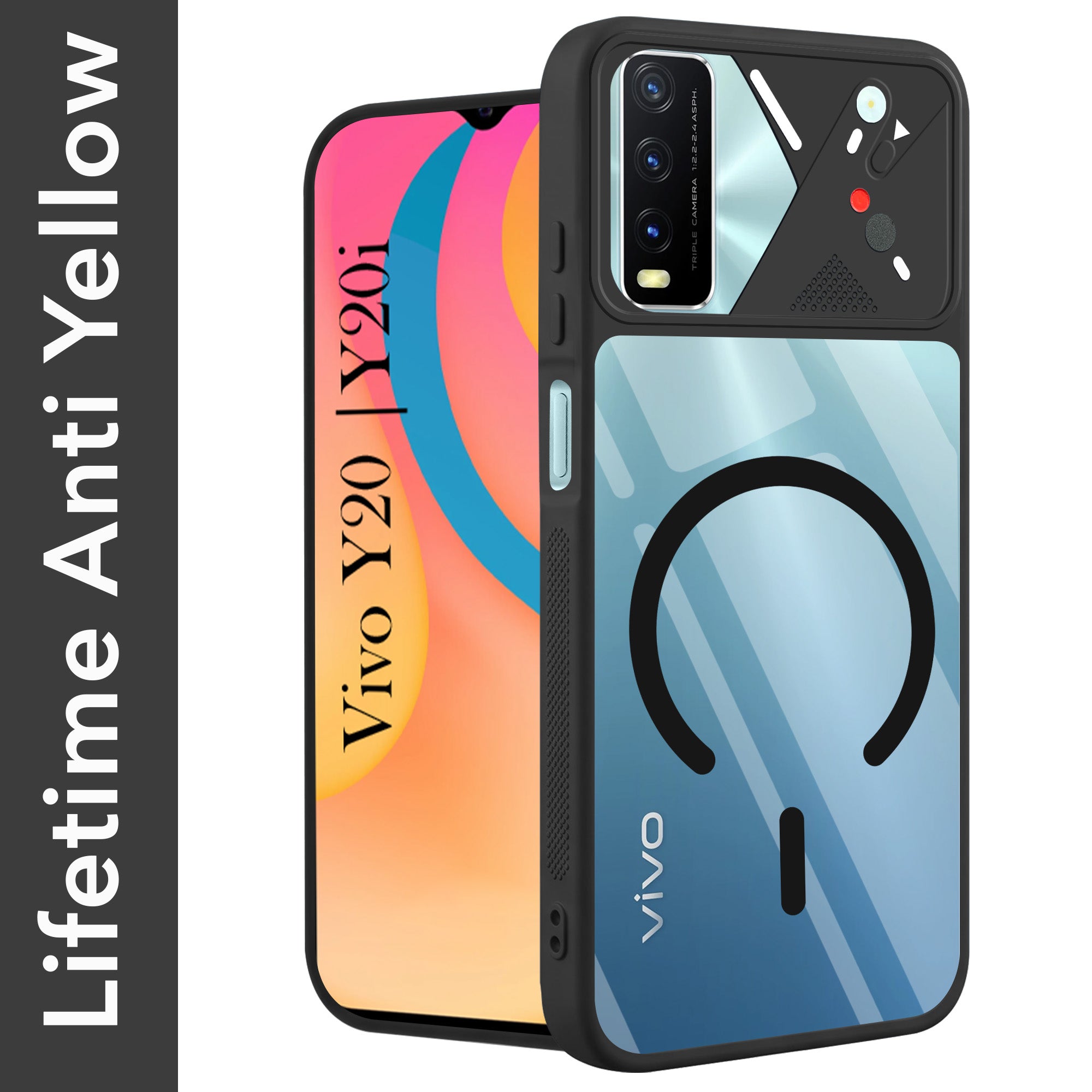 For Vivo Y20 | Y20i Back Cover Case Lifetime Anti-Yellow Clear (Camera Protection | Side Grip | Wireless MagSafe Compatible)