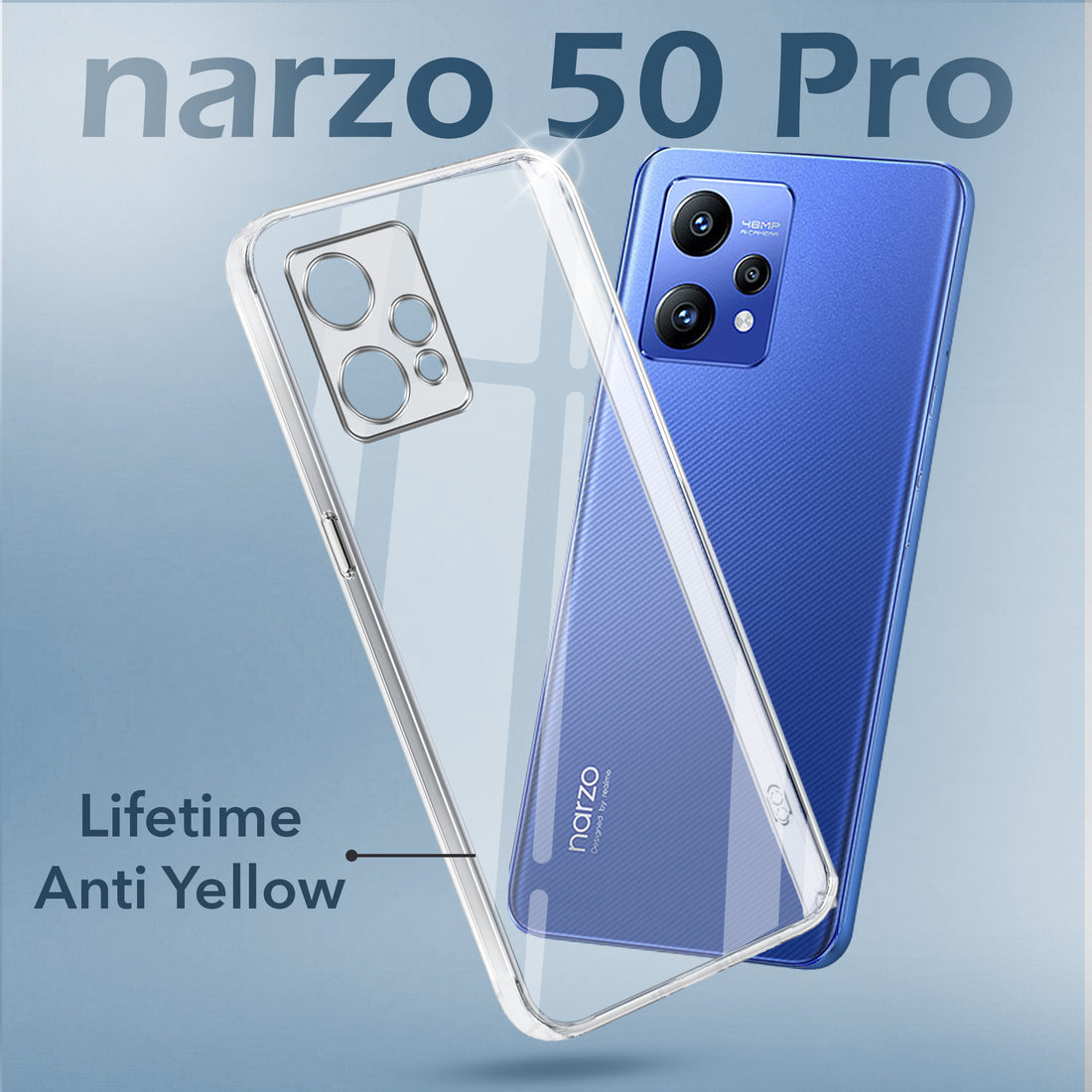 For Realme Narzo 50 Pro Back Cover Case (Hard Anti Yellow Clear Case | Sleek Hard Crystal Clear | Drop & Camera Protection | Shockproof Polycarbonate)
