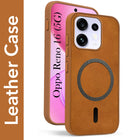 For Oppo Reno 16 Back Cover Case Leather Finish (MagSafe Compatible Wireless Charging | Soft Touch | Camera Bump Protection)