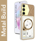 For Samsung Galaxy A35 5G Metallic Back Cover Case (Metallic Camera Protection & Buttons | Translucent Milky Shade | Hard Polycarbonate)