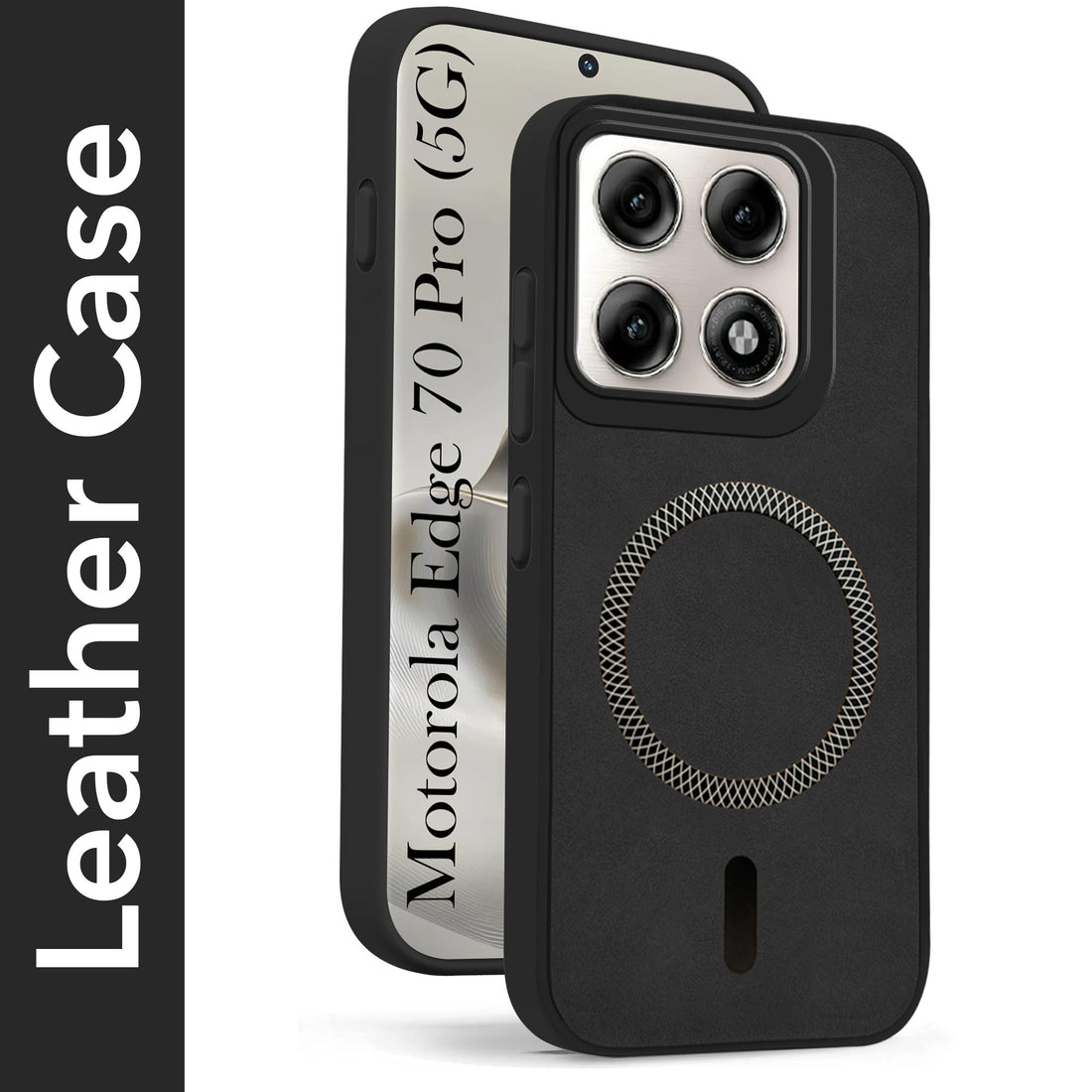 For Motorola Moto Edge 70 Pro Back Cover Case Leather Finish (MagSafe Compatible Wireless Charging | Soft Touch | Camera Bump Protection)