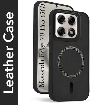 For Motorola Moto Edge 70 Pro Back Cover Case Leather Finish (MagSafe Compatible Wireless Charging | Soft Touch | Camera Bump Protection)