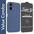 For Motorola Moto G35 5G Combo with Back Cover and 9H Tempered Glass (Liquid Silicone | Camera Protection | Oleophobic Coating Screen Glass)