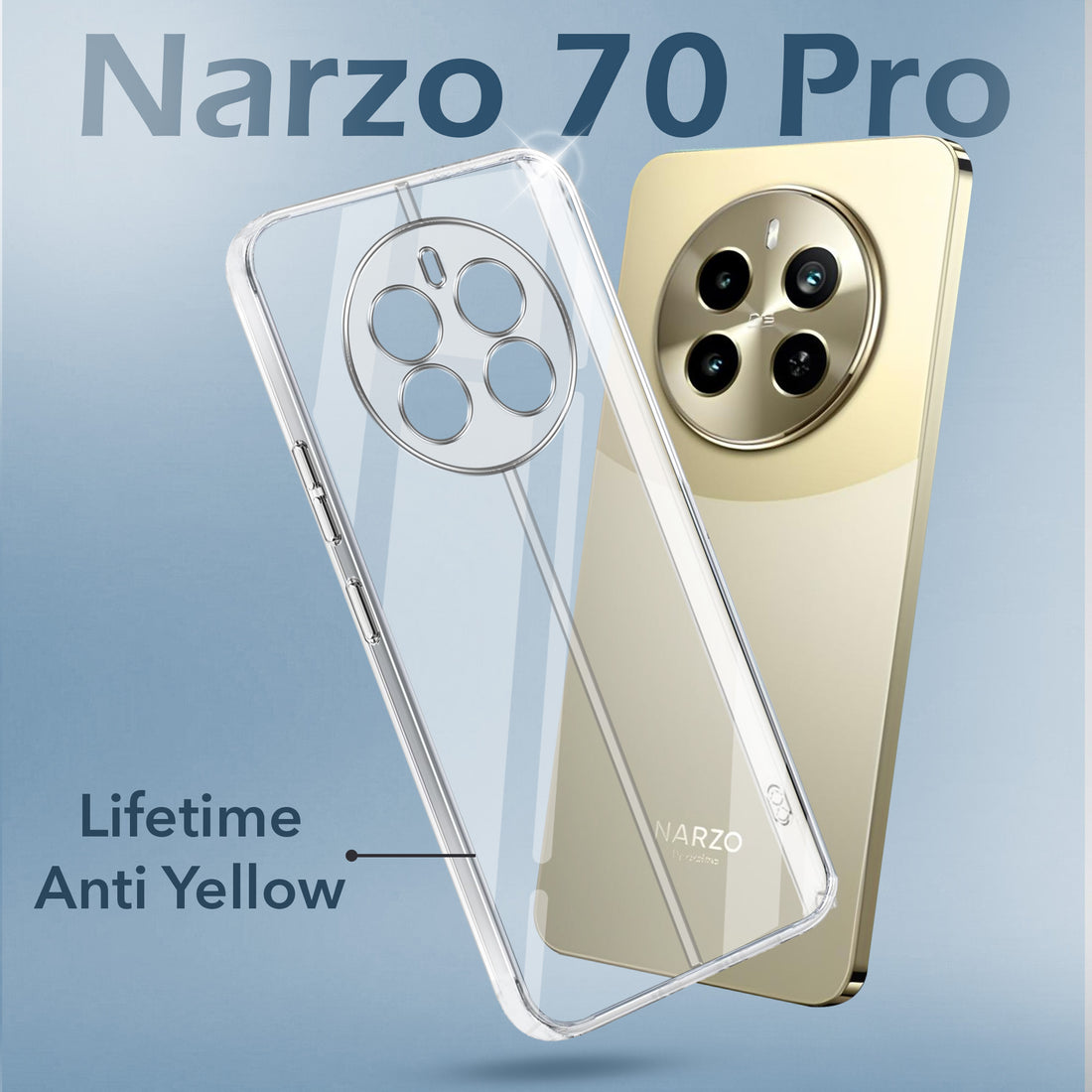 For Realme Narzo 70 Pro Back Cover Case (Hard Anti Yellow Clear Case | Drop & Camera Protection | Shockproof Polycarbonate)
