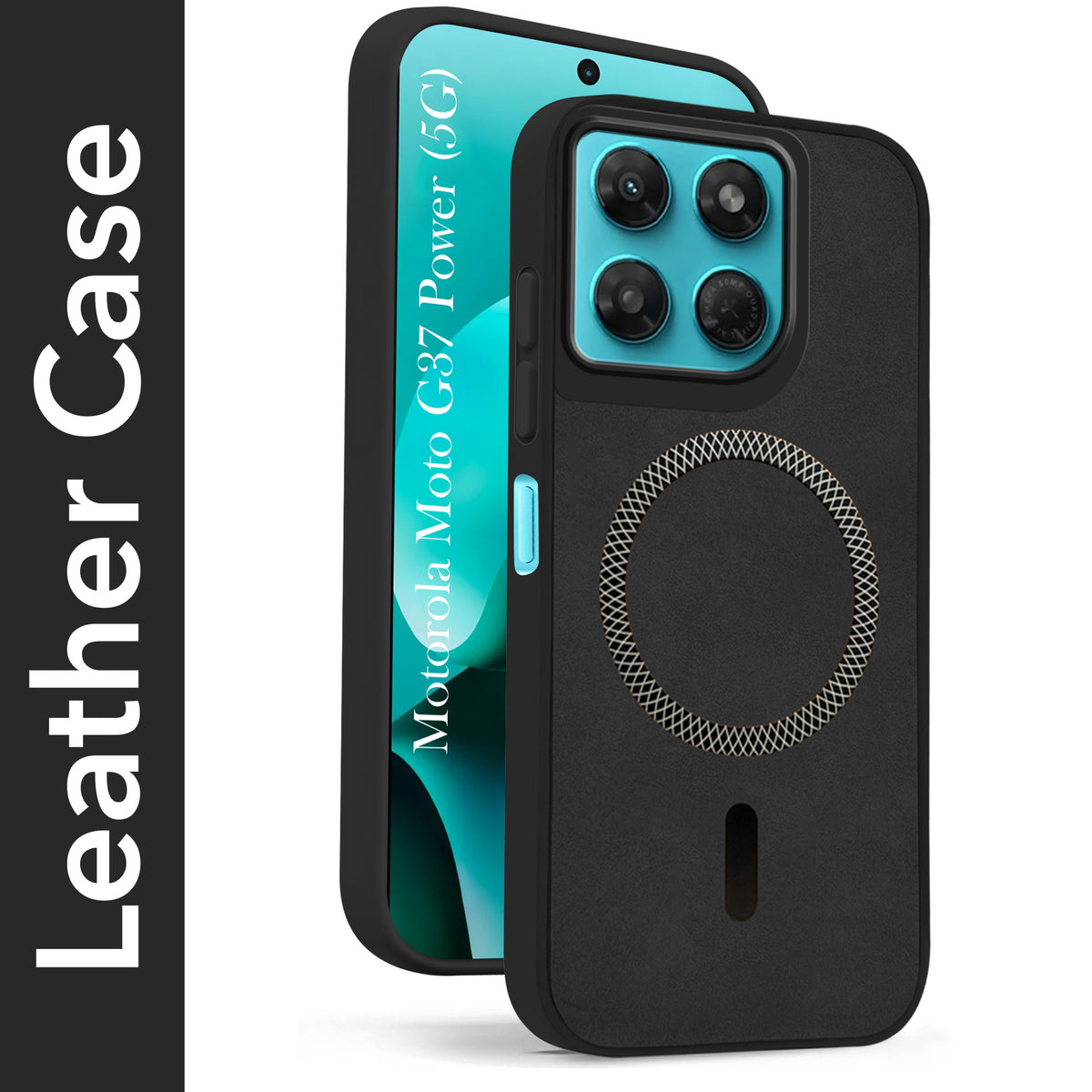 For Motorola Moto G37 Power Back Cover Case Leather Finish (MagSafe Compatible Wireless Charging | Soft Touch | Camera Bump Protection)