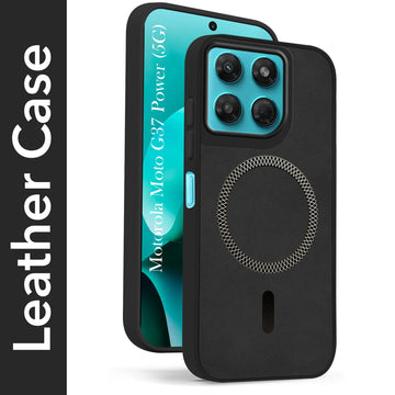 For Motorola Moto G37 Power Back Cover Case Leather Finish (MagSafe Compatible Wireless Charging | Soft Touch | Camera Bump Protection)