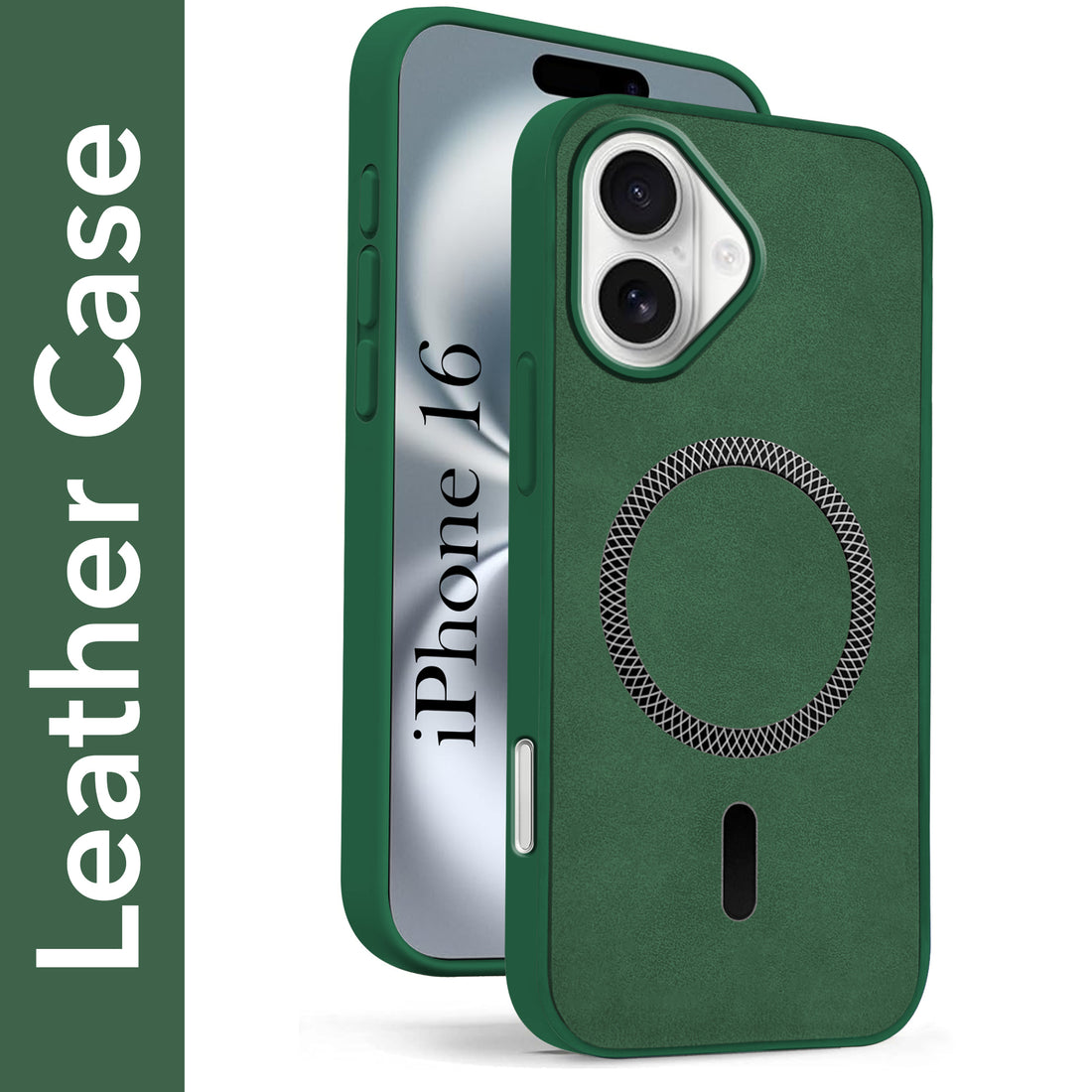 For Apple iPhone 16 Back Cover Case (Sleek Leather Finish | MagSafe Compatible Wireless Charging | Camera Bump Protection)