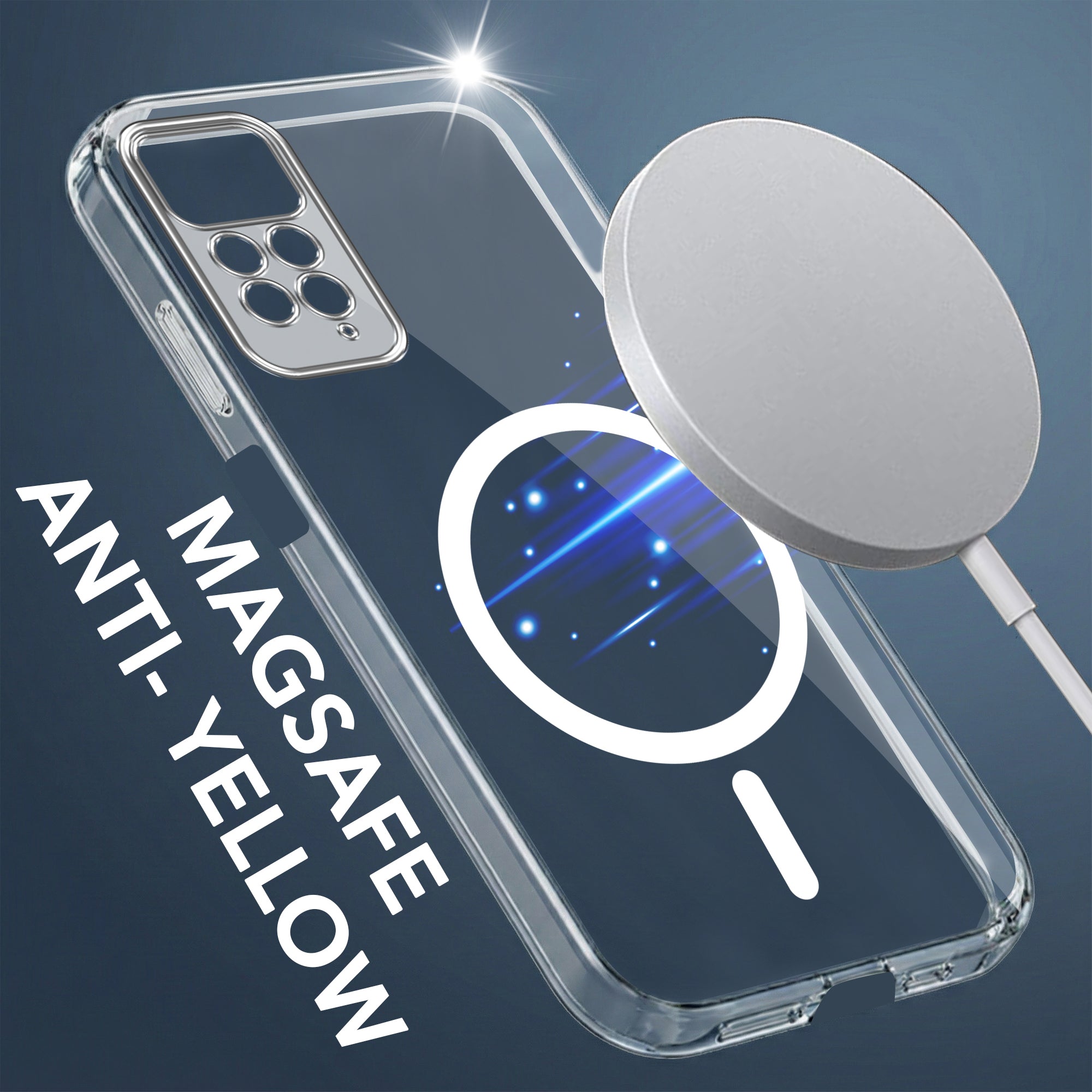 For Xiaomi Redmi Note 11 Pro |11 Pro 5G |11 Pro Plus 5G Back Cover Case Lifetime Anti-Yellow MagSafe Compatible Clear (Sleek Hard Crystal | Shockproof and Camera Protection)