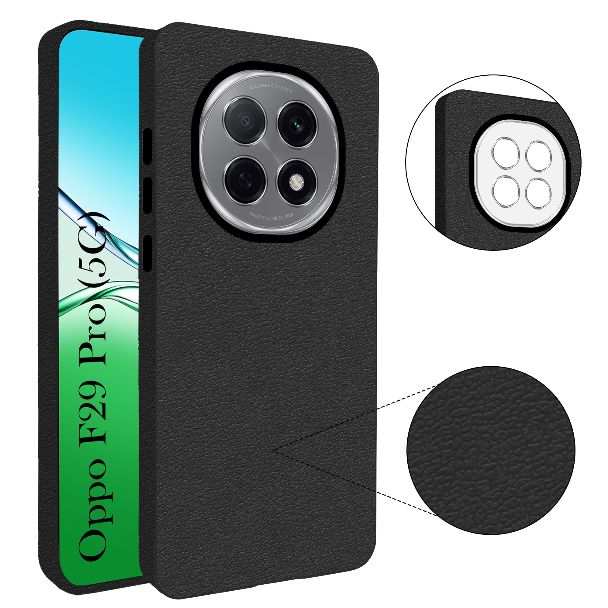 For Oppo F29 Pro Back Cover Case (Glass Like Camera Protection | Leather Feel | Minimalist Professional Grip)