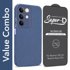 For Realme C85 5G | Realme Narzo 90x Combo with Back Cover and 9H Tempered Glass (Liquid Silicone | Camera Protection | Oleophobic Coating Screen Glass)