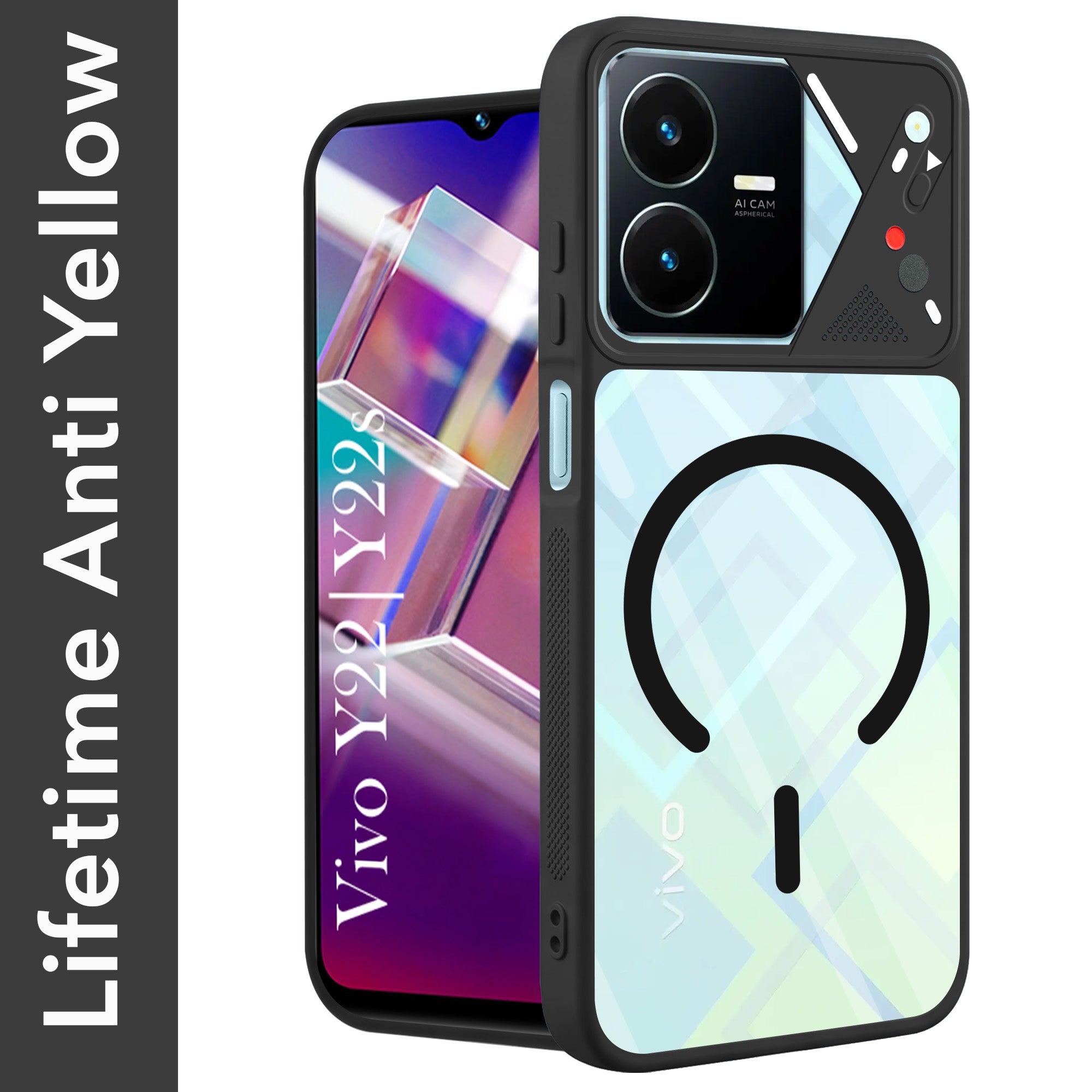 For Vivo Y22 | Vivo Y22s Back Cover Case Lifetime Anti-Yellow Clear (Camera Protection | Side Grip | Wireless MagSafe Compatible)