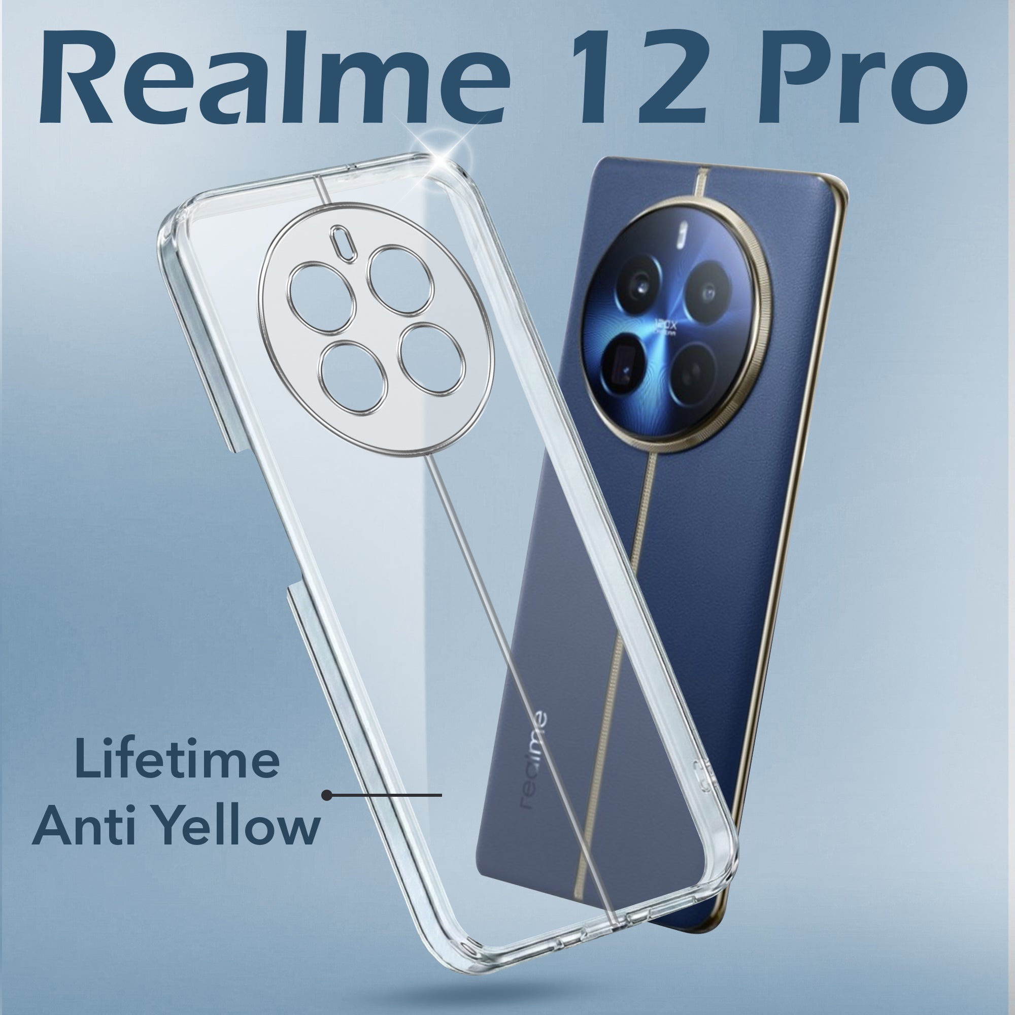 For Realme 12 Pro Plus | Realme 12 Pro Back Cover Case Lifetime Anti-Yellow Clear (Sleek Hard Crystal | Shockproof and Camera Protection)