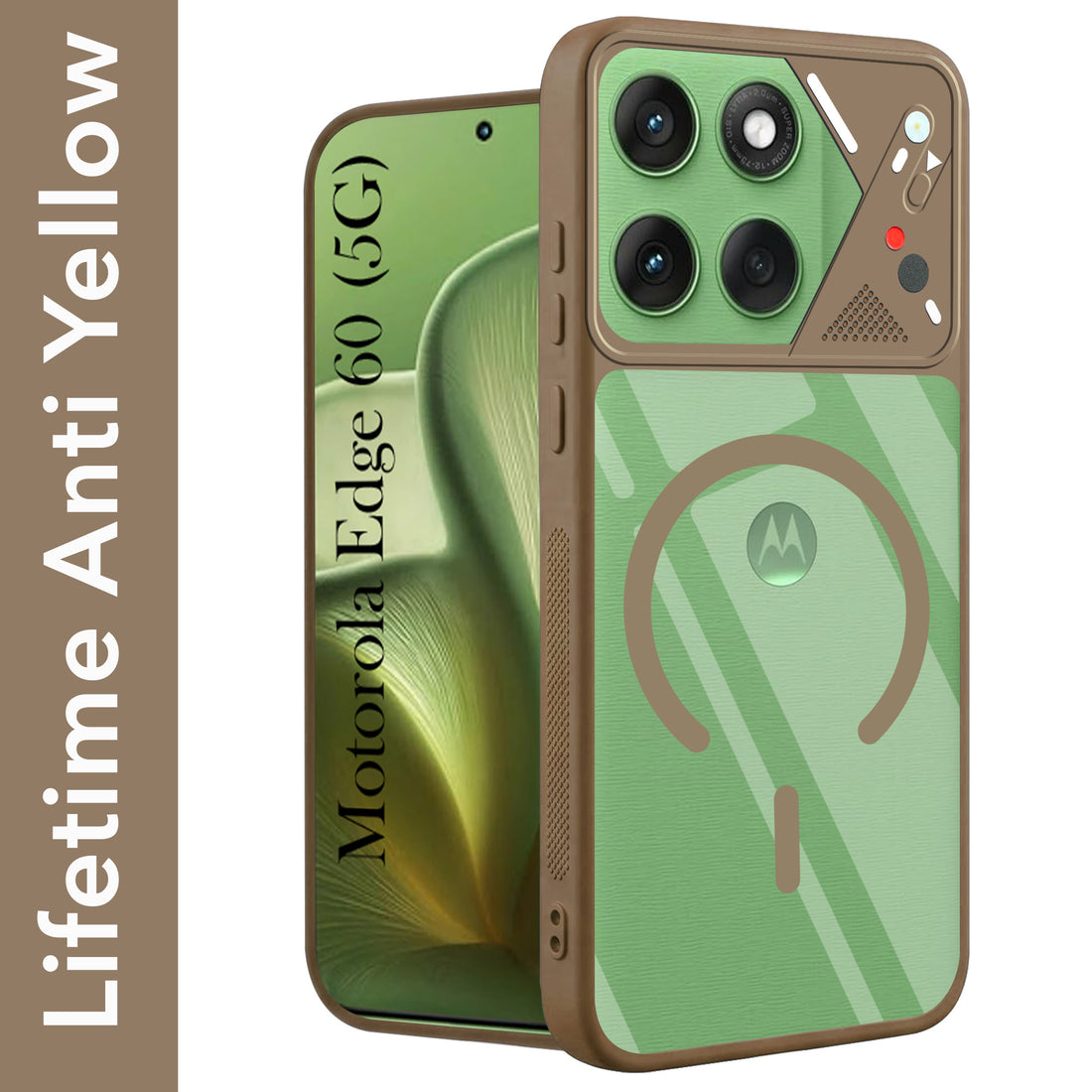For Motorola Moto Edge 60 Back Cover Case Lifetime Anti-Yellow Clear (Camera Protection | Side Grip | Wireless MagSafe Compatible)