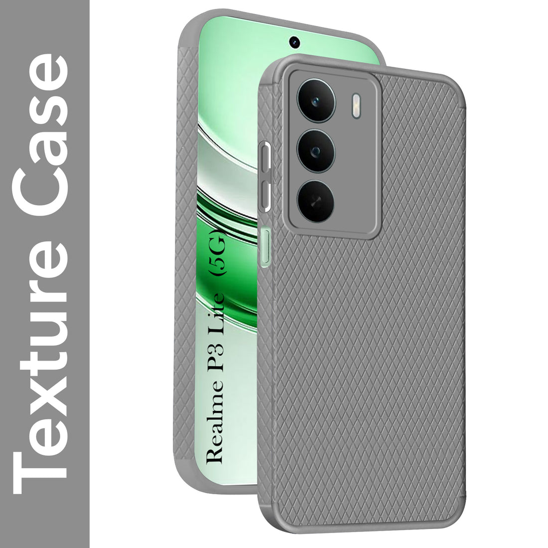 For Realme P3 Lite Back Cover Case (Camera Protection | Side Grip Texture | Soft and Flexible)