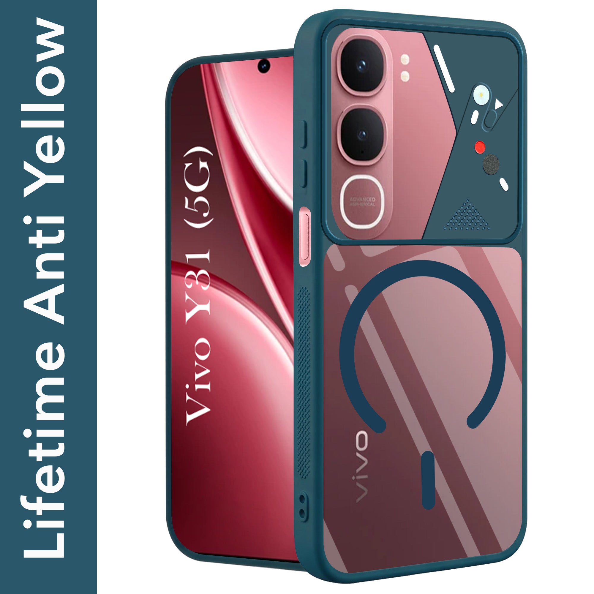 For Vivo Y31 5G Back Cover Case Lifetime Anti-Yellow Clear (Camera Protection | Side Grip | Wireless MagSafe Compatible)