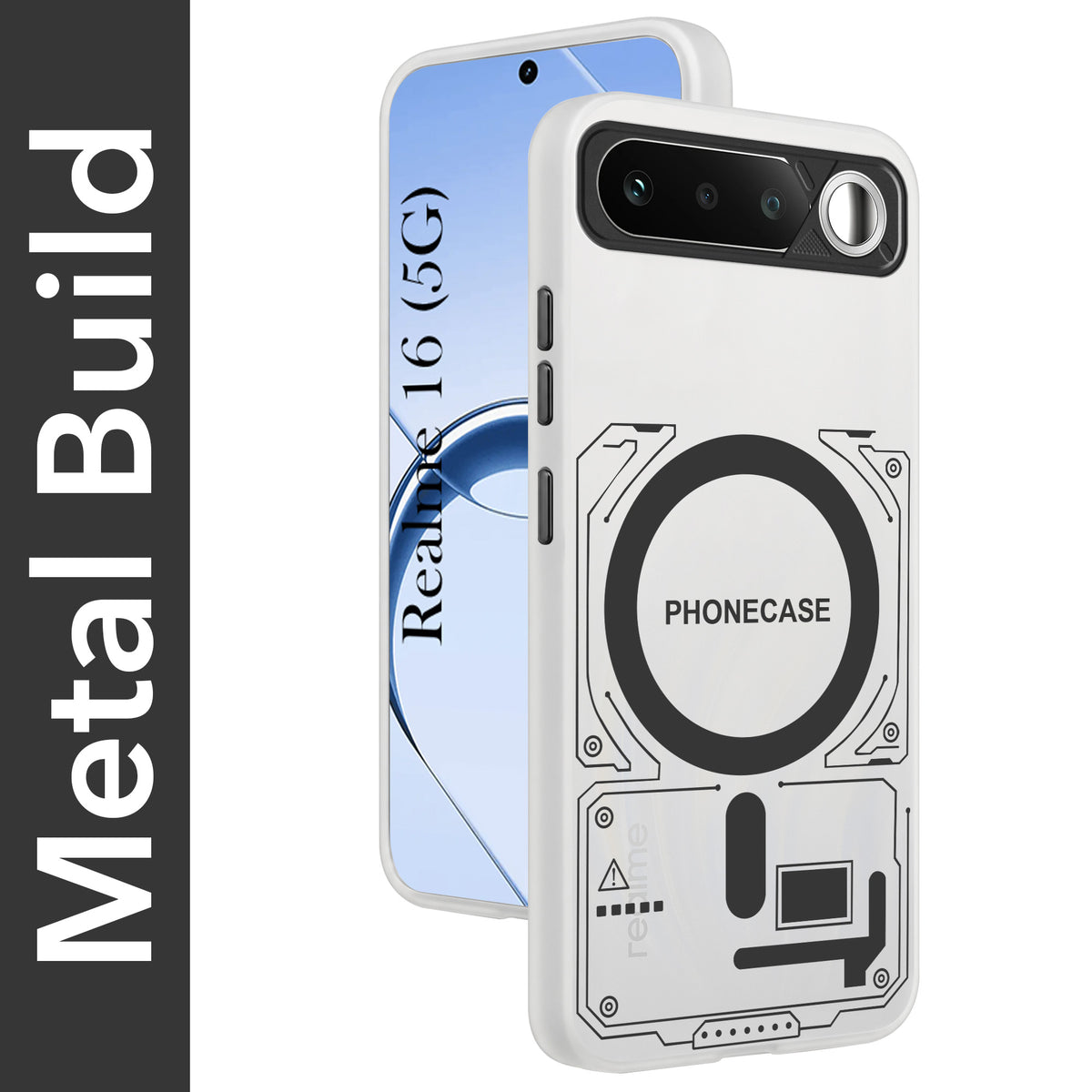 For Realme 16 Metallic Back Cover Case (Metallic Camera Protection & Buttons | Translucent Milky Shade | Hard Polycarbonate)