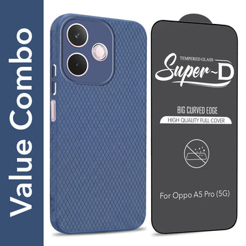 For Oppo A5 Pro Combo with Back Cover and 9H Tempered Glass (Liquid Silicone | Camera Protection | Oleophobic Coating Screen Glass)
