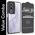 For Oppo A3 Pro 5G Combo with Back Cover and 9H Tempered Glass (Lifetime Anti-Yellow | Crystal Clear Shockproof | Oleophobic Coating Screen Glass)