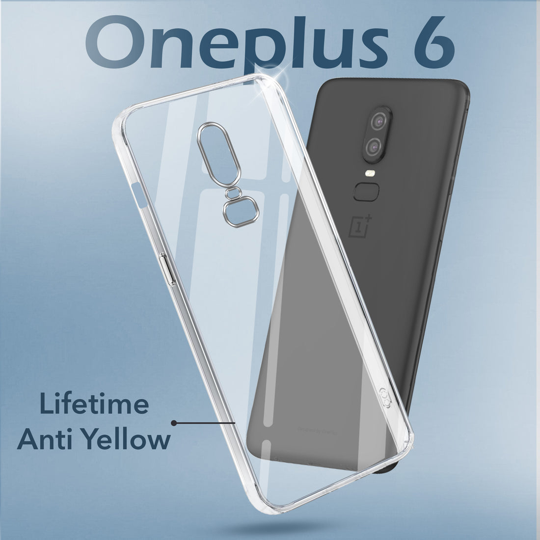 For OnePlus 6 Lifetime Anti-Yellow Clear Back Cover Case (Sleek Hard Crystal | Shockproof and Camera Protection)