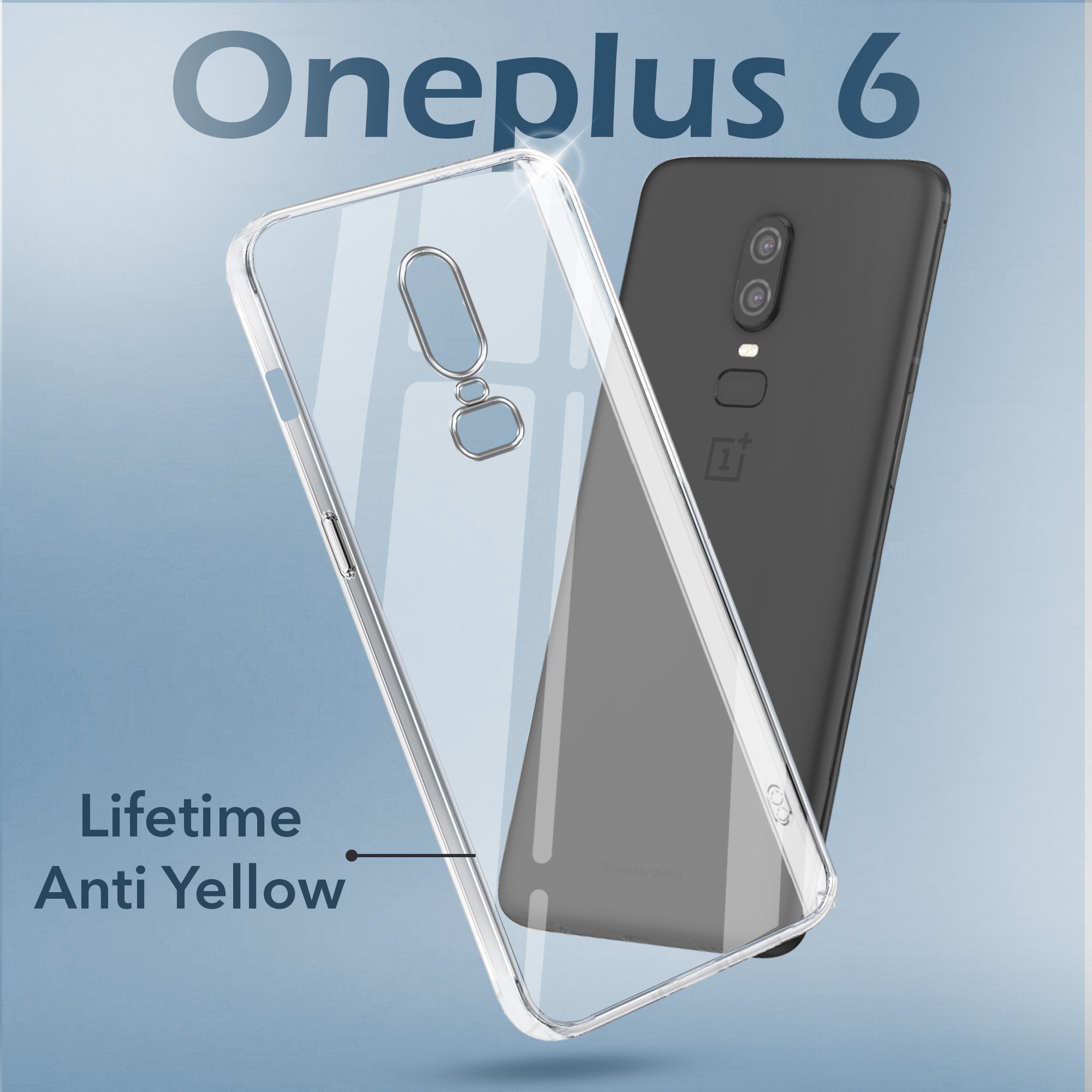 For OnePlus 6 Lifetime Anti-Yellow Clear Back Cover Case (Sleek Hard Crystal | Shockproof and Camera Protection)