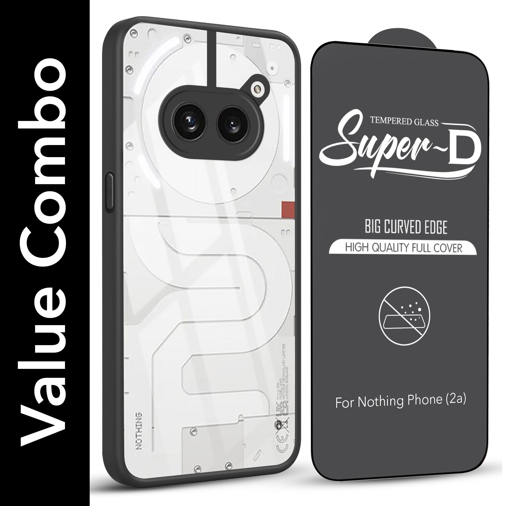 For Nothing Phone 2A 5G Combo with Back Cover and 9H Tempered Glass (Lifetime Anti-Yellow | Crystal Clear Shockproof | Oleophobic Coating Screen Glass)