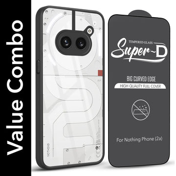 For Nothing Phone 2A 5G Combo with Back Cover and 9H Tempered Glass (Lifetime Anti-Yellow | Crystal Clear Shockproof | Oleophobic Coating Screen Glass)