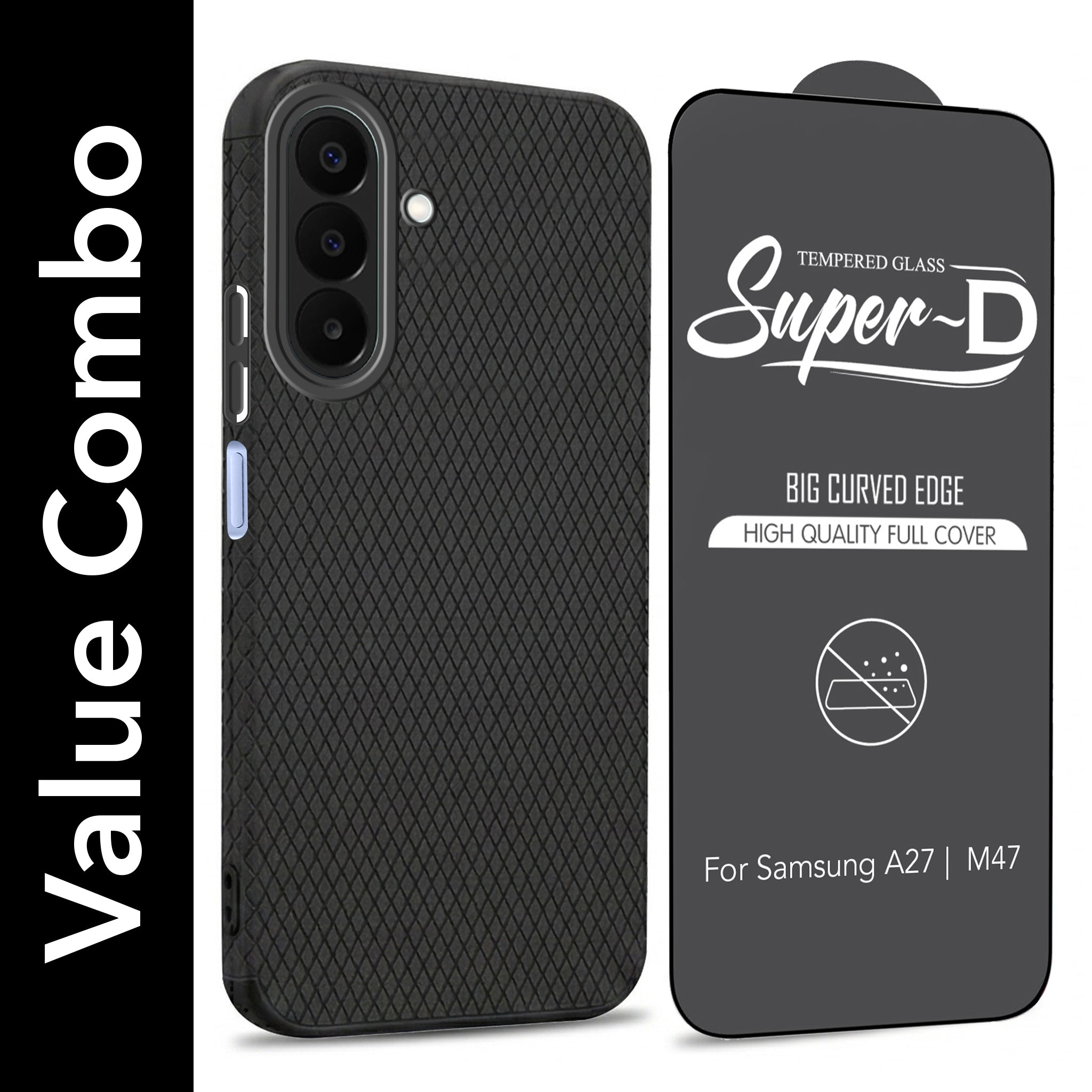 For Samsung A27 5G | Samsung M47 5G Combo with Back Cover and 9H Tempered Glass (Liquid Silicone | Camera Protection | Oleophobic Coating Screen Glass)