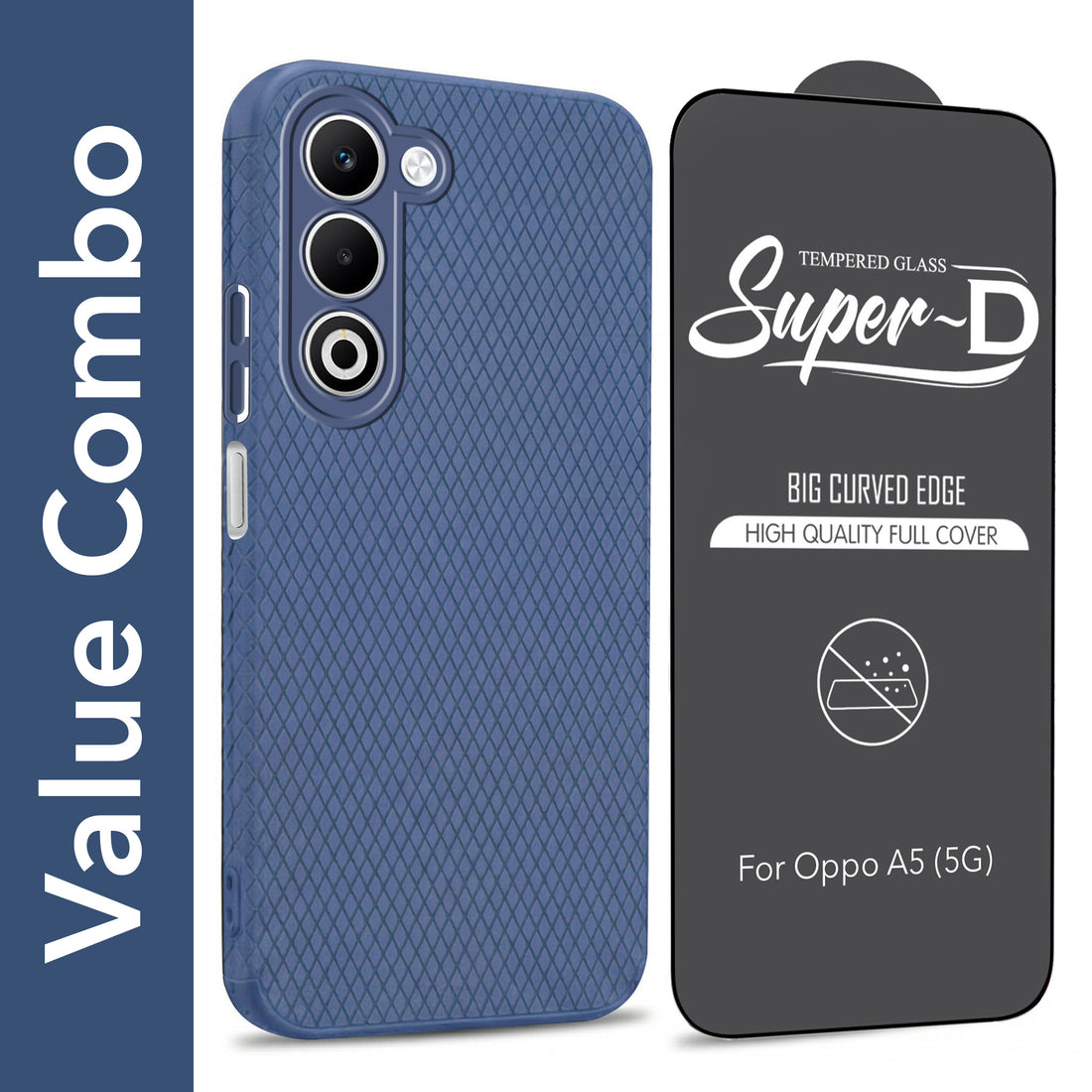For Oppo A5 5G Combo with Back Cover and 9H Tempered Glass (Liquid Silicone | Camera Protection | Oleophobic Coating Screen Glass)