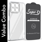 For Motorola Moto G37 Power Combo with Back Cover and 9H Tempered Glass (Lifetime Anti-Yellow | Sleek Hard Crystal | Oleophobic Coating Screen Glass)