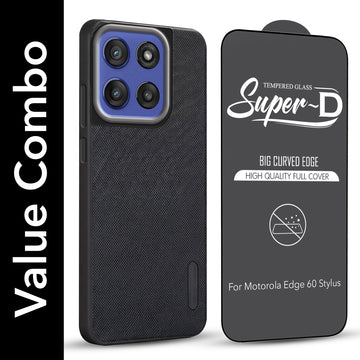 For Motorola Moto Edge 60 Stylus Combo (Textured Grip Design | Micro-Fiber Cloth Inside | Oleophobic Coating Screen Glass)