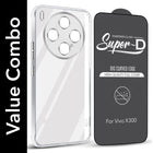 For Vivo X300 5G Combo with Back Cover and 9H Tempered Glass (Lifetime Anti-Yellow | Sleek Hard Crystal | Oleophobic Coating Screen Glass)
