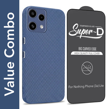 For Nothing Phone 3A Lite Combo with Back Cover and 9H Tempered Glass (Liquid Silicone | Camera Protection | Oleophobic Coating Screen Glass)
